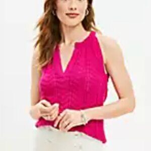 LOFT Scalloped Split Neck Halter Sweater